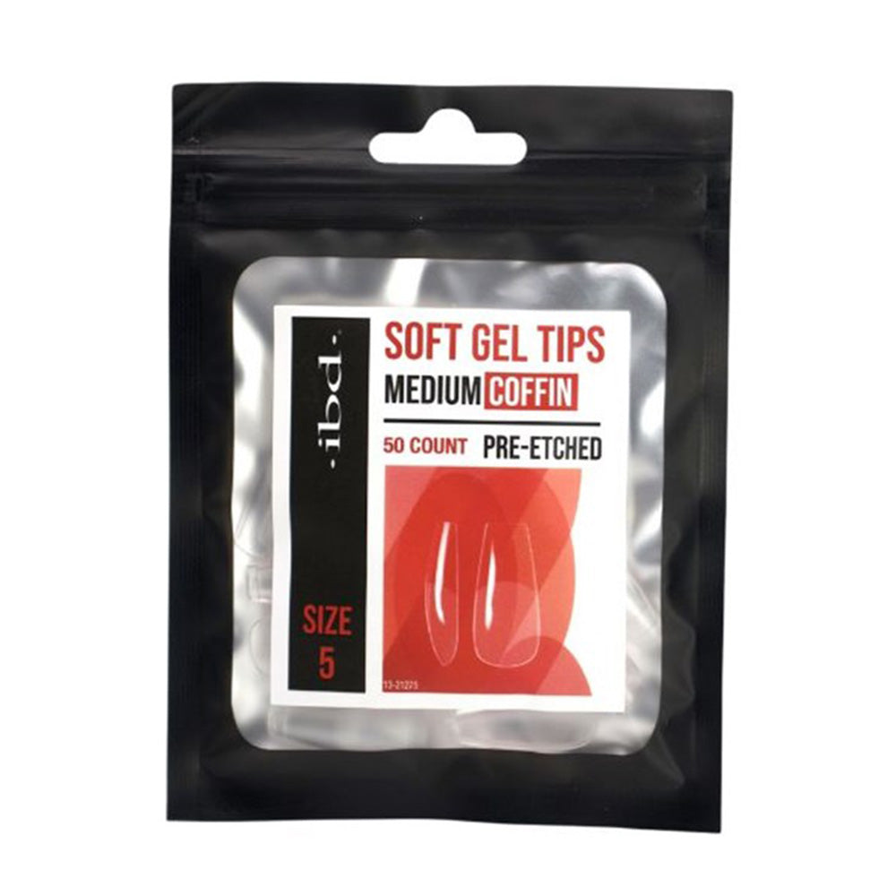 IBD Soft Gel Tips – Long Coffin Pre-Etched Size 5