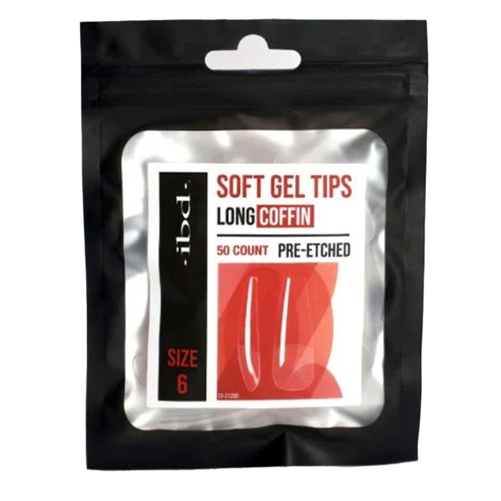 IBD Soft Gel Tips – Long Coffin Pre-Etched Size 6