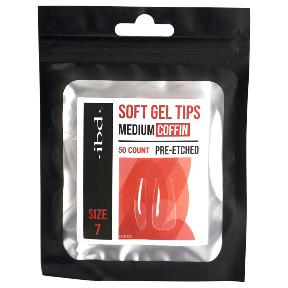 IBD Soft Gel Tips – Long Coffin Pre-Etched Size7