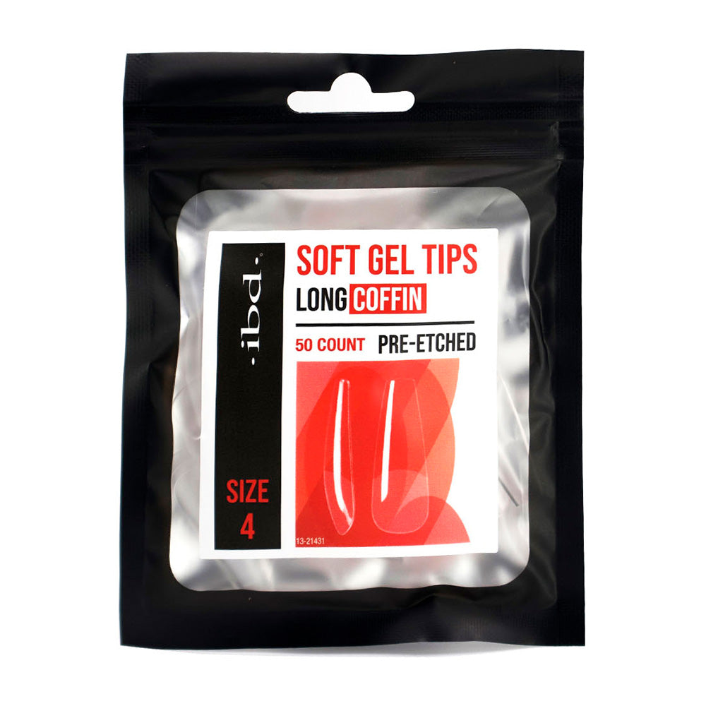 IBD Soft Gel Tips – Long Coffin Pre-Etched Size 4