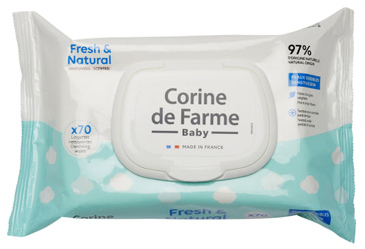 CORINE DE FARME BABY WIPES FRESH N NAT 70PCS BIODEGRADABLE