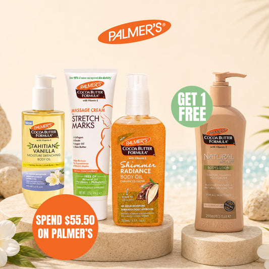 Buy $55.50 worth of Palmer’s products & Get Natural Bronze Self-Tanning Lotion FREE