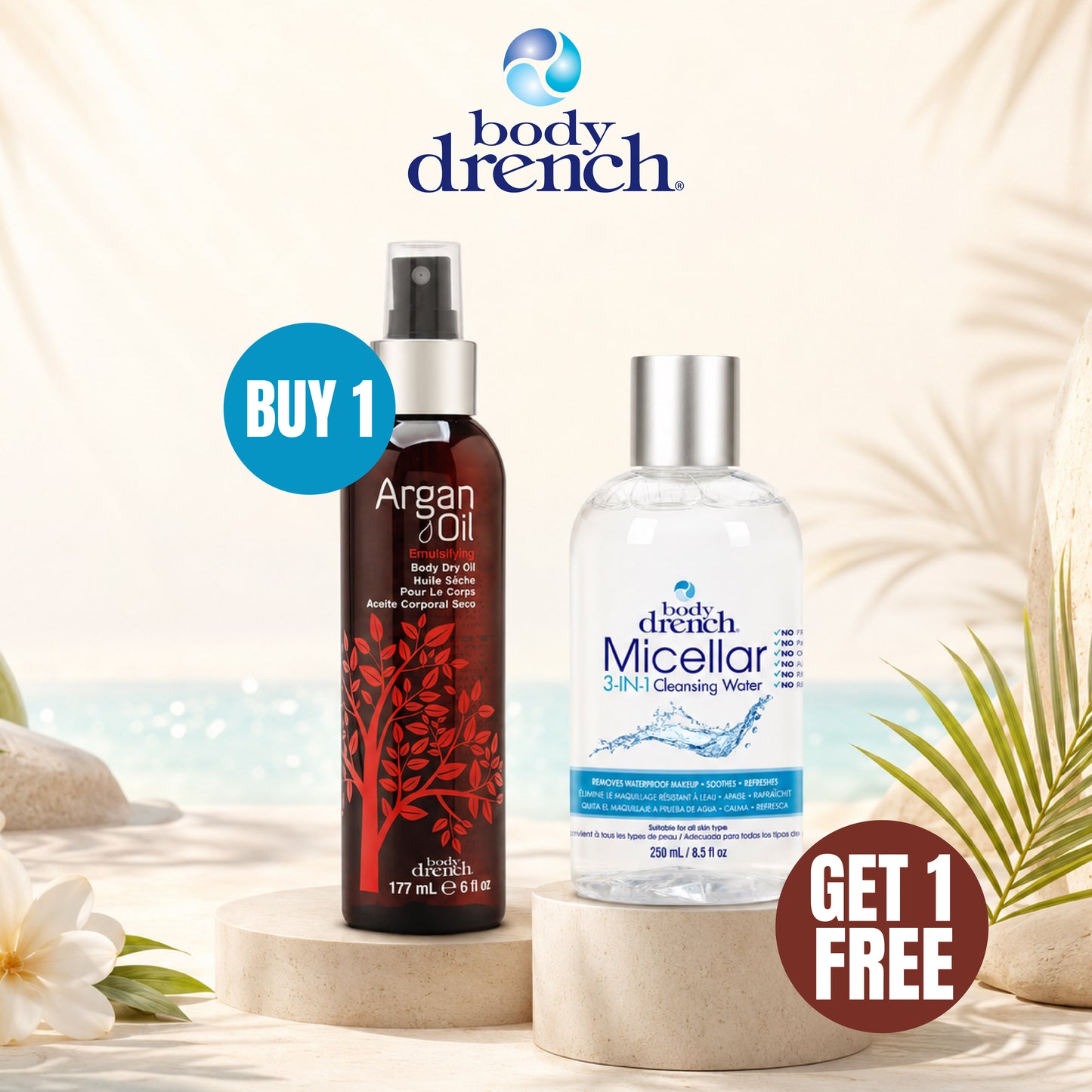 Buy Argan Oil Emulsifying Dry Oil 6oz & Get Micellar 3-IN-1 Cleansing Water 8.5oz FREE