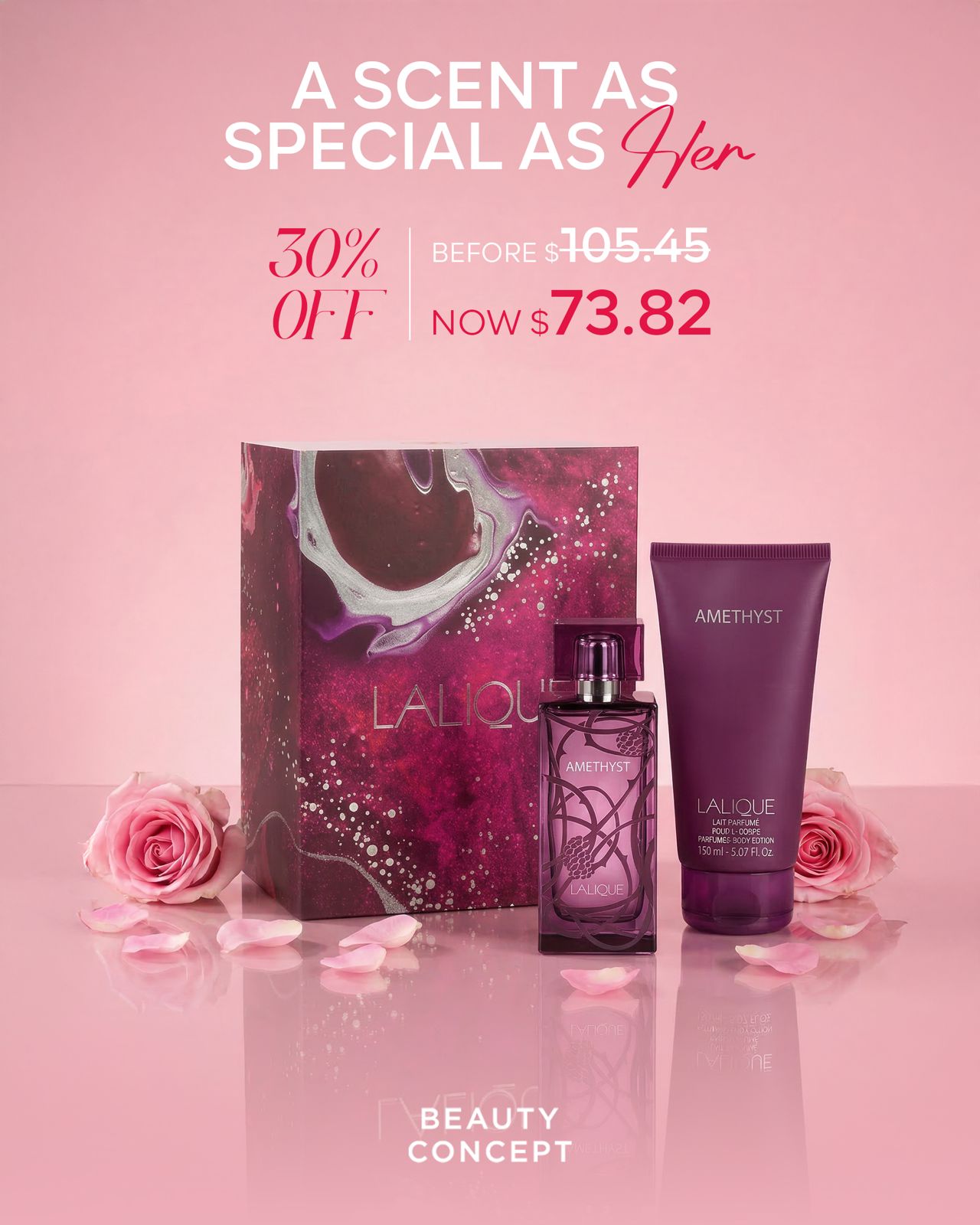 Lalique Amethyst Eau de Parfum 100ml + Body Lotion Gift Set