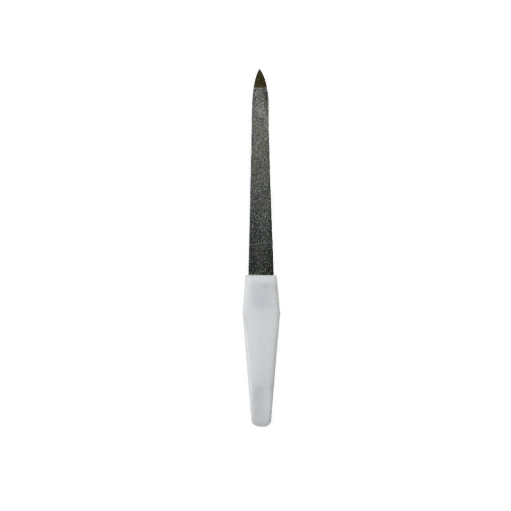 6" Metal Nail File with White Handle | Professional Manicure Tool