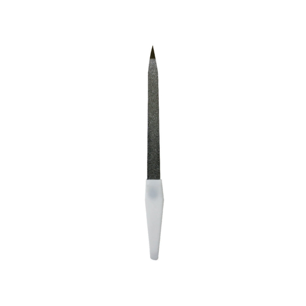 7" Metal Nail File with White Handle | Professional Manicure Tool